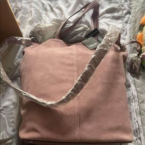 NWT LAVENDER GENUINE SUEDE SHOULDER or CROSSBODY BAG BY simply Vera Vera wang XL